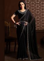 Sattin Chiffon Black  Stone Work Saree